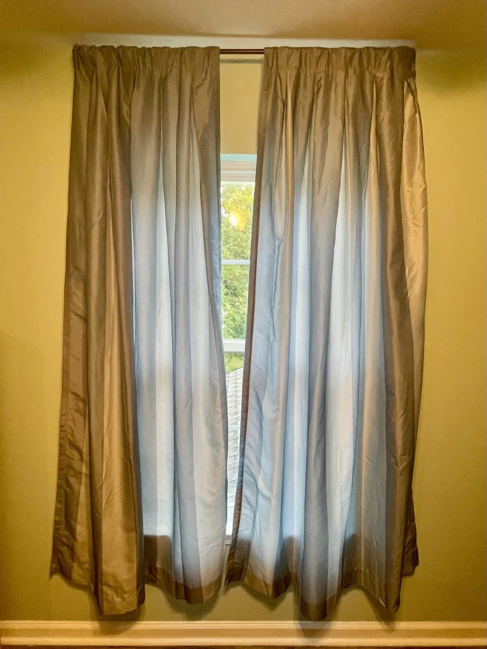 Springs Global Striped Curtain Panels – Set of 2 – Blue & White – Lined – 84”